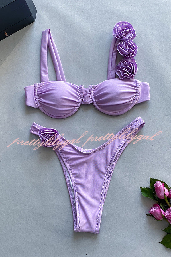 Three-dimensional Flower Sexy Stretch Two-piece Bikini Swimsuit