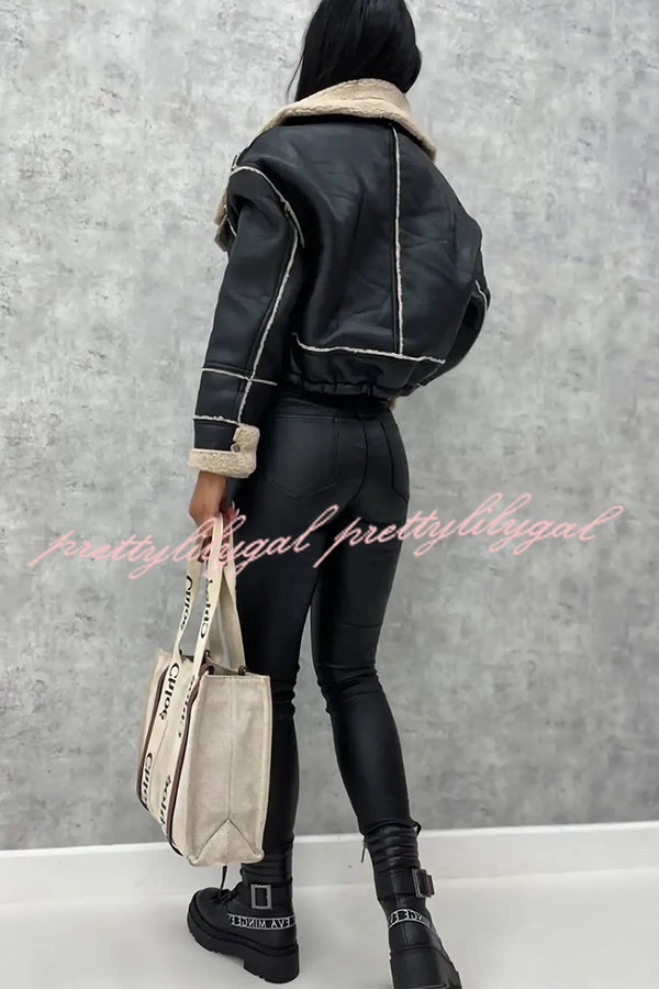 Stylish Lambswool Short Zipped Biker Jacket