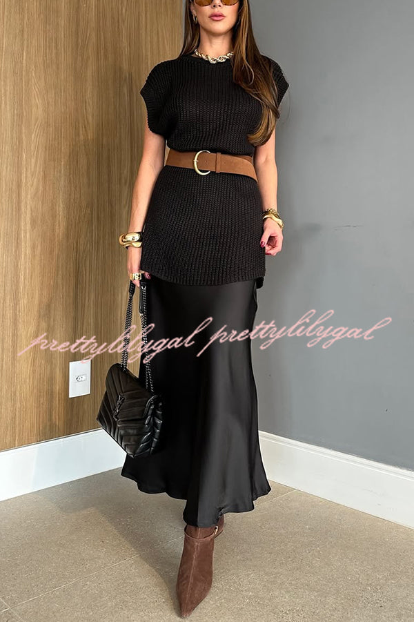 Solid Color Loose Sleeveless Casual Knitted Vest