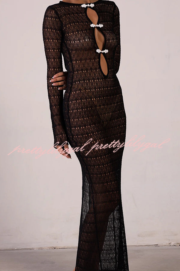 Sexy Backless Long-sleeved Knitted Slim-fit Maxi Dress