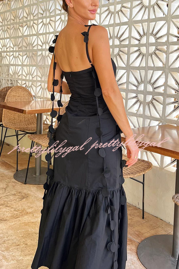 Romantic Getaway Round Decorative Draped Braid Fishtail Midi Dress