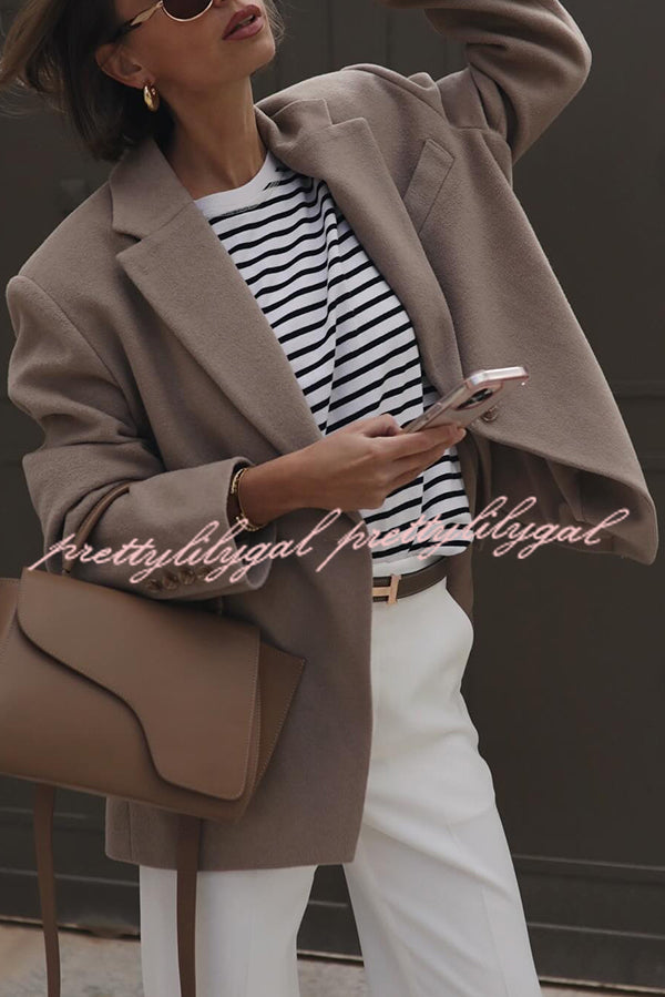 Solid Color Lapel Long Sleeve Loose Blazer