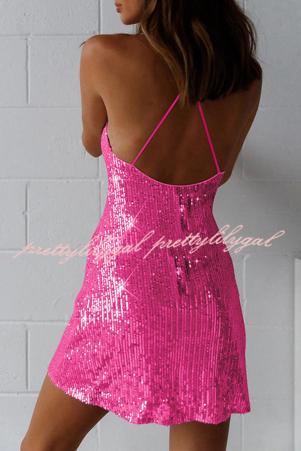 Tamika Suspender High Waist Sequin Mini Dress