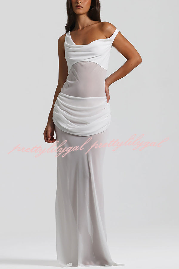 Sculptural Elegance One Shoulder Removable Corset Drape Maxi Dress