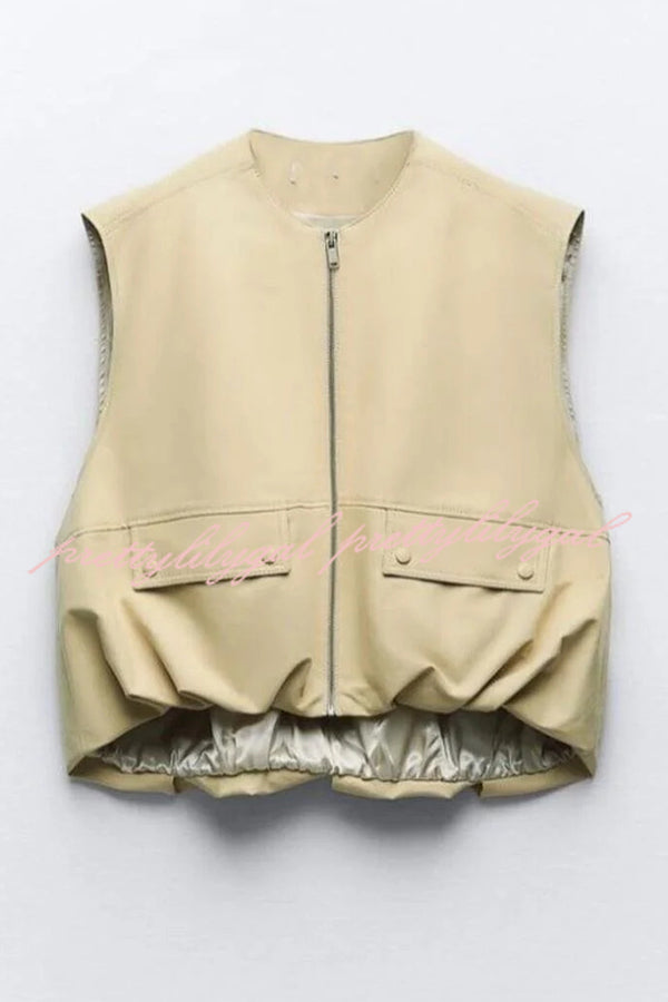 Fashionable Loose Sleeveless Pocket Casual Vest