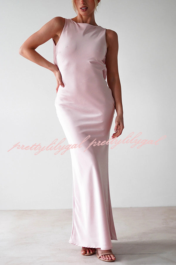 Solid Color Sexy Backless Lace-up Elegant Slim Maxi Dress