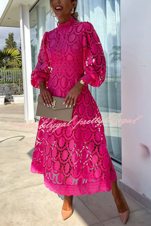 pink lantern sleeve dress Satin Tie-Up Lantern Sleeve Maxi Dress Fleur Rtro