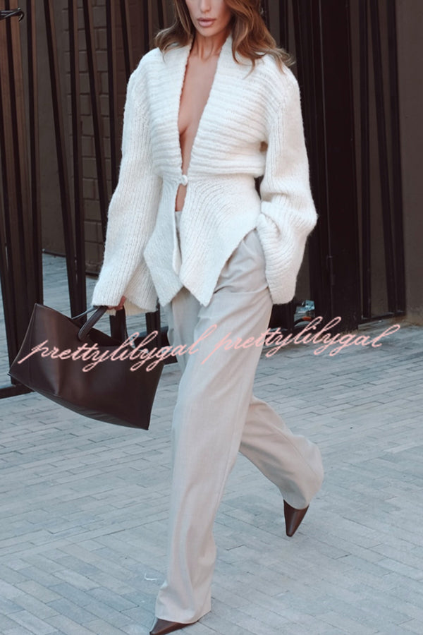 Retro V-neck Long-sleeved Sexy Hollow Loose Knitted Cardigan