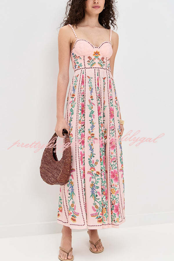Delicate Forest Unique Print Sweetheart Neck Beaded Straps Maxi Dress –  prettylilygal