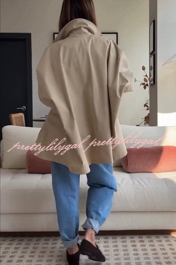 Timeless Fashion Button-breasted Wide Sleeve Pocket Twill A-line Jacket