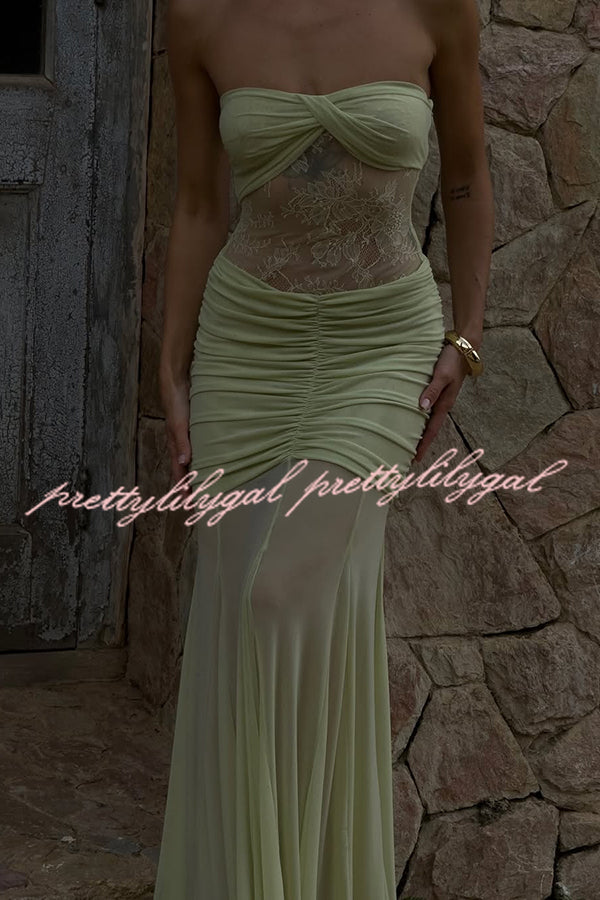 Fashion Lace Splicing Sexy Sleeveless Off-shoulder Slim Maxi Dress
