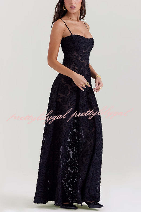 Fashion Sexy Suspenders See-through Holiday Slim Maxi Dress