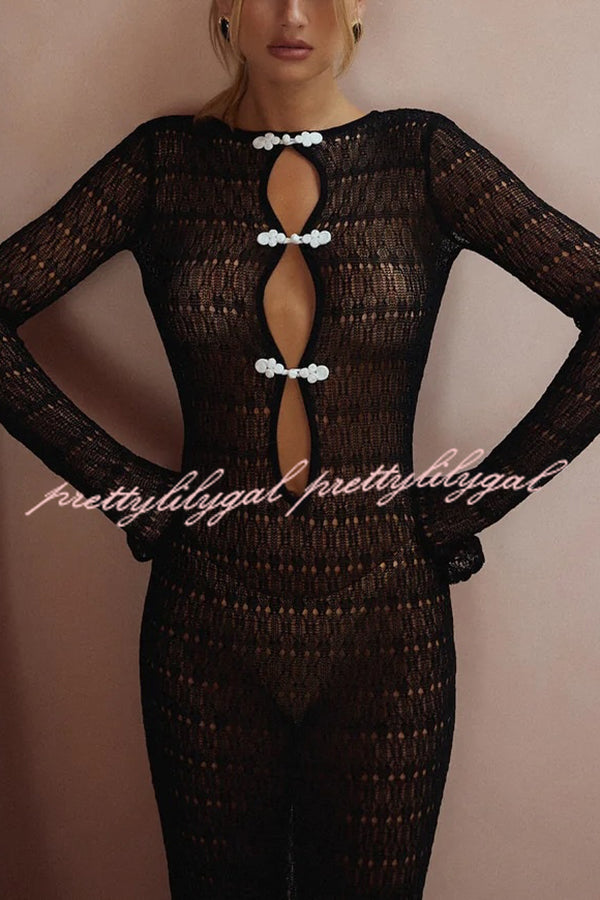 Sexy Backless Long-sleeved Knitted Slim-fit Maxi Dress