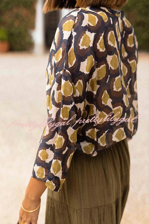 Unique Printed Lapel Button-down Loose Casual Shirt