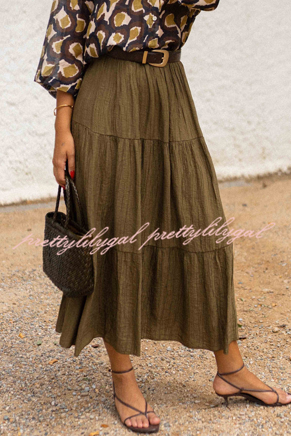 Solid Color Splicing Casual Vacation Maxi Skirt