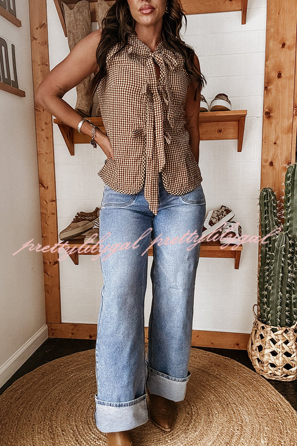 Fashion High Waist Pocket Casual Straight Jeans