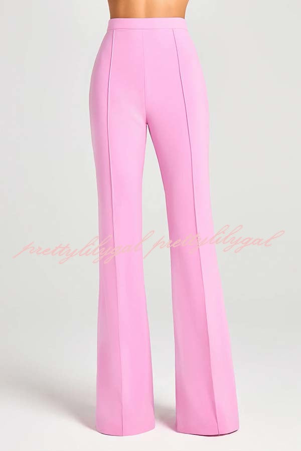 Women Power High Rise Side Zipper Flare Slim Fit Pants