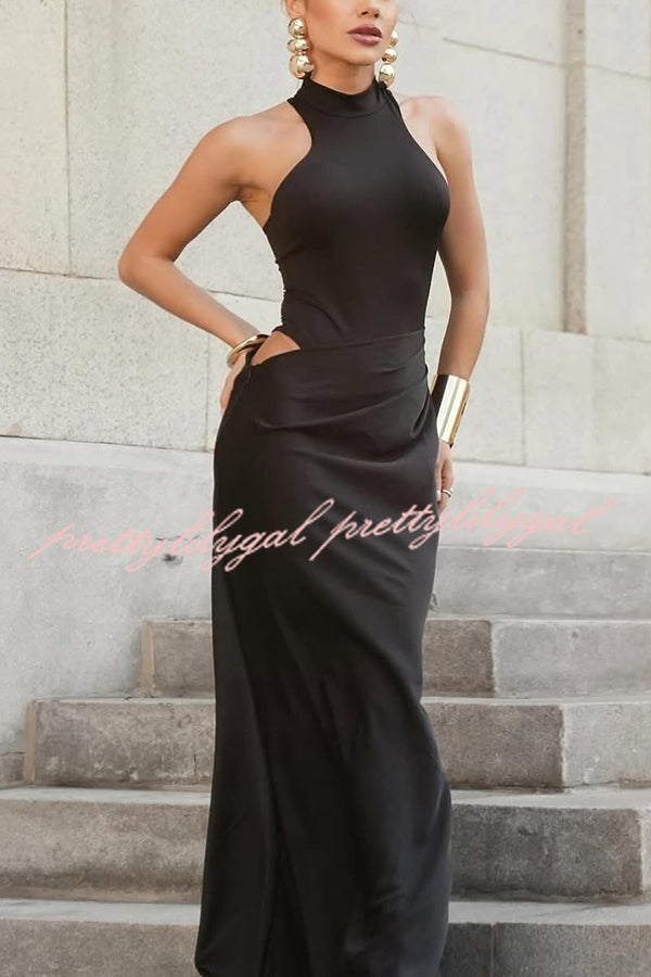 Sexy Sleeveless Slim Waist Hollow Out Maxi Dress