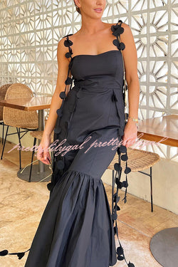 Romantic Getaway Round Decorative Draped Braid Fishtail Midi Dress