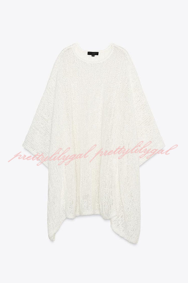 Sunny Somewhere Knit Batwing Sleeve Loose Cover-up Cape