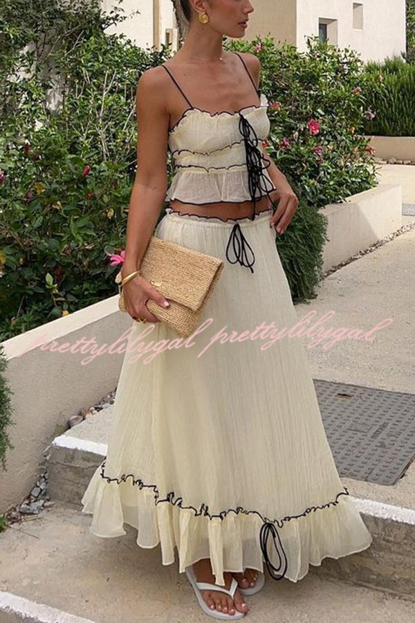 Sexy Suspender Strap Top and Elastic Waist Elegant Skirt Set