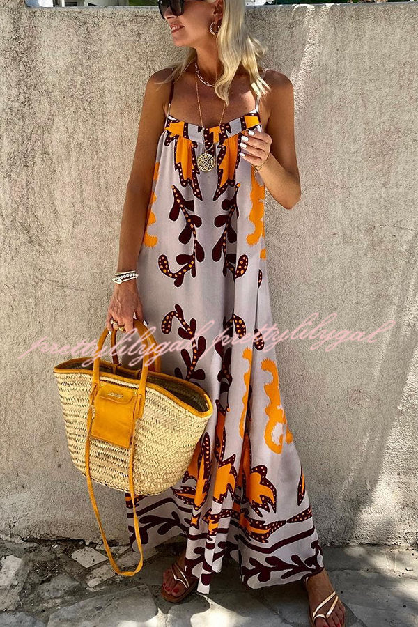 Sunday’s Color Palette Ethnic Printed Loose Cami Maxi Dress