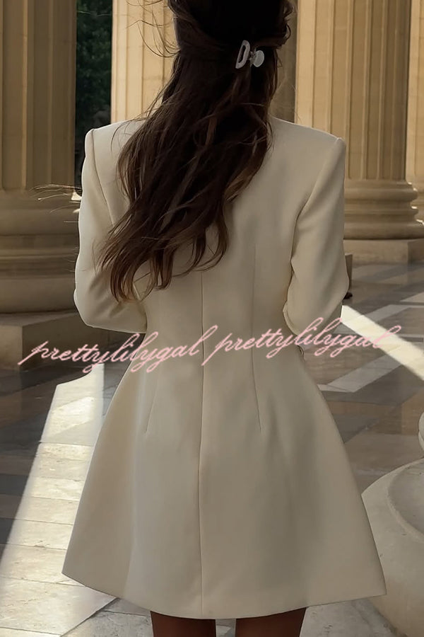 Solid Color Long-sleeved Slim-fit Button-down Casual Mini Dress