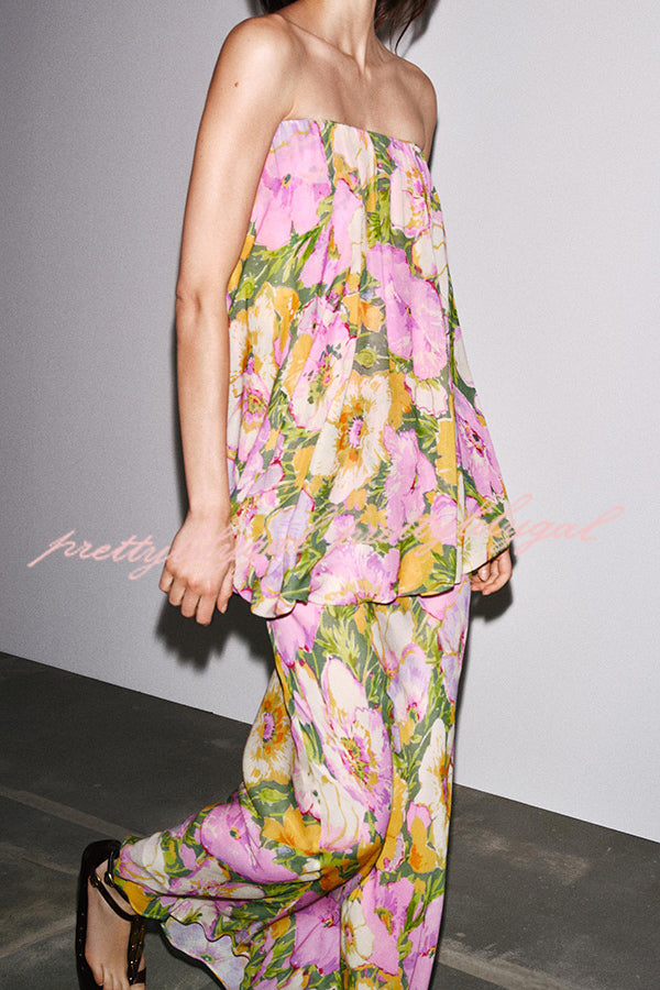 Floral Print Off-the-shoulder Irregular Loose Maxi Dress