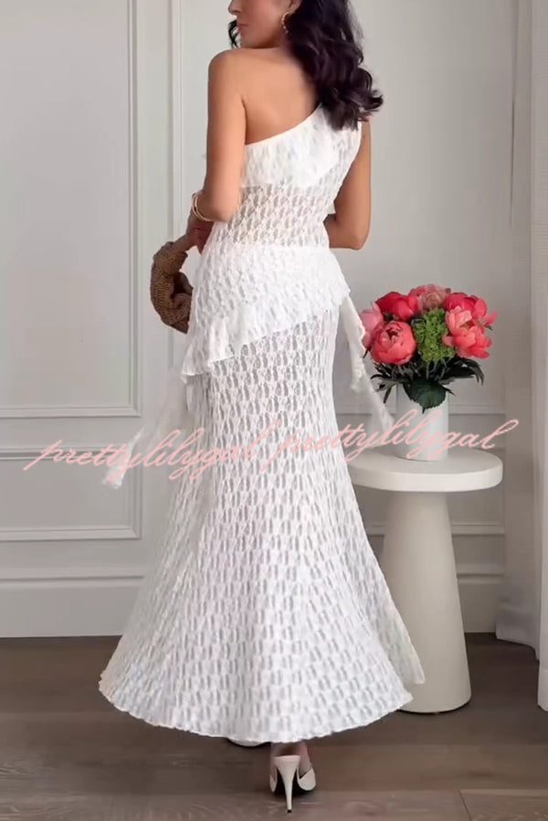 Solid Color Lace Stretch Holiday Maxi Skirt