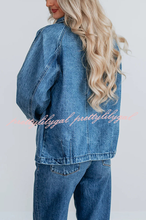Stylish Single-breasted Casual Pocket Denim Jacket