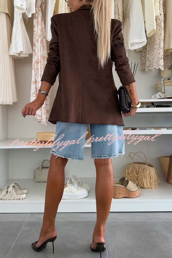 Fashion Denim Pocket Frayed Bermuda Shorts