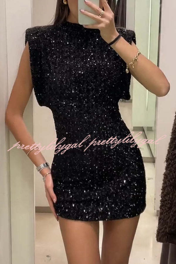 Adorable Sexy Vibes Sequin Wide Sleeve Mini Dress