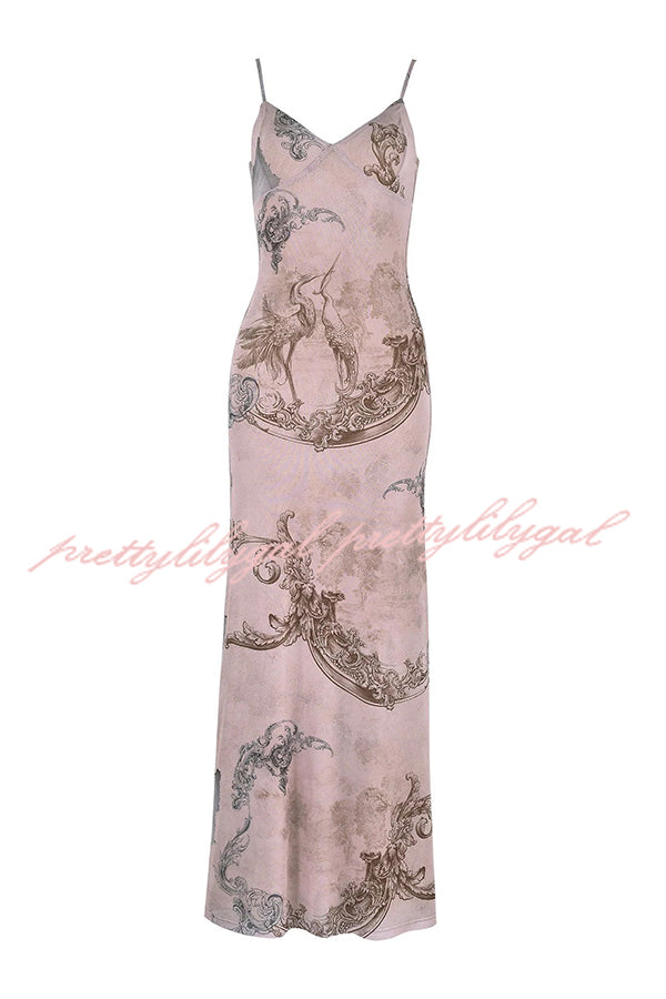 Reveling in The Unknown Floral Print Slip Stretch Maxi Dress