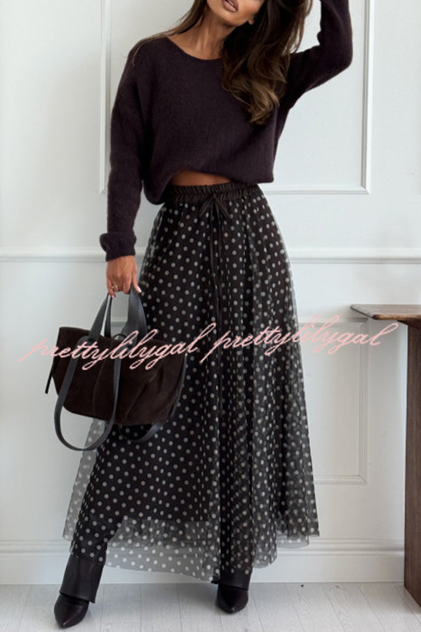 Timeless Treasures Tulle Polka Dot High Rise Elastic Waist Maxi Skirt