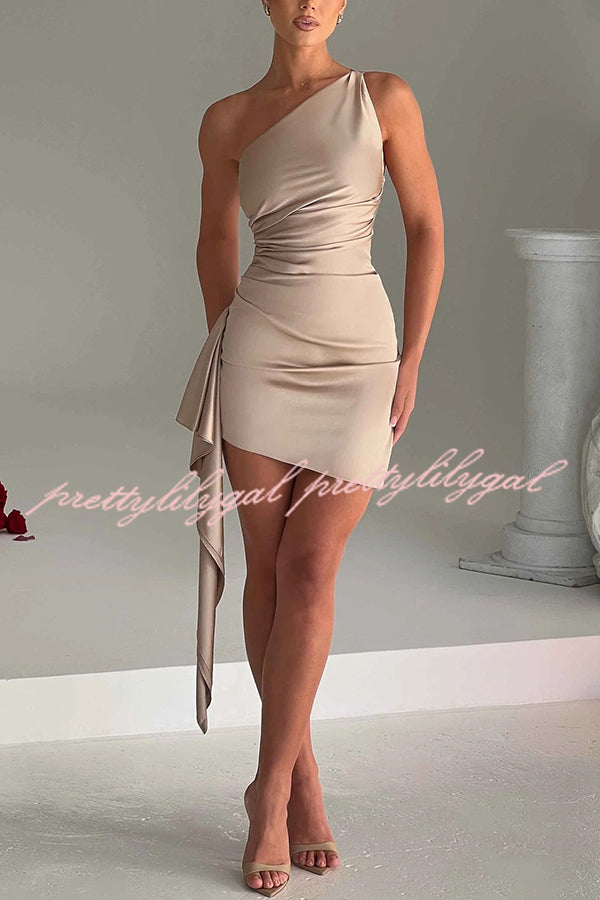 Sexy Slim Fit Backless One-shoulder Satin Mini Dress