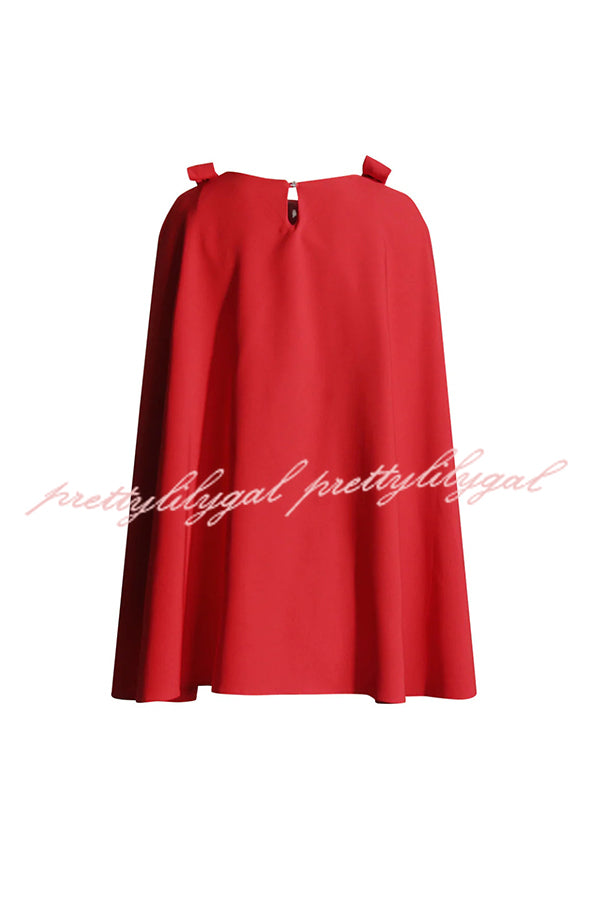 Dear Me Bow Detail Cape Pocket H-line Mini Dress