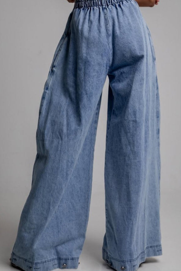 Fashion High Waist Vintage Zipper Cuffed Loose Jeans