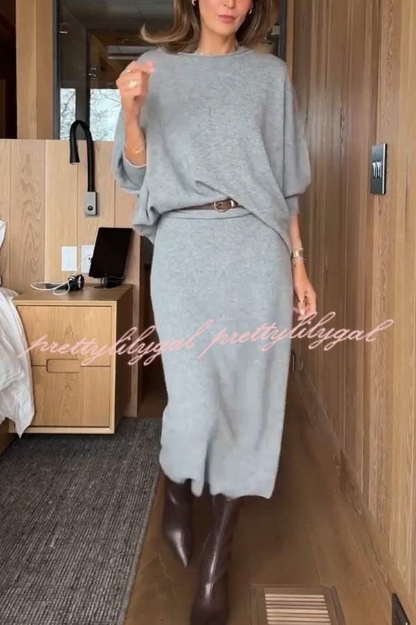 Soft and Warm Cashmere Knit Batwing Sleeve Relaxed Sweater
