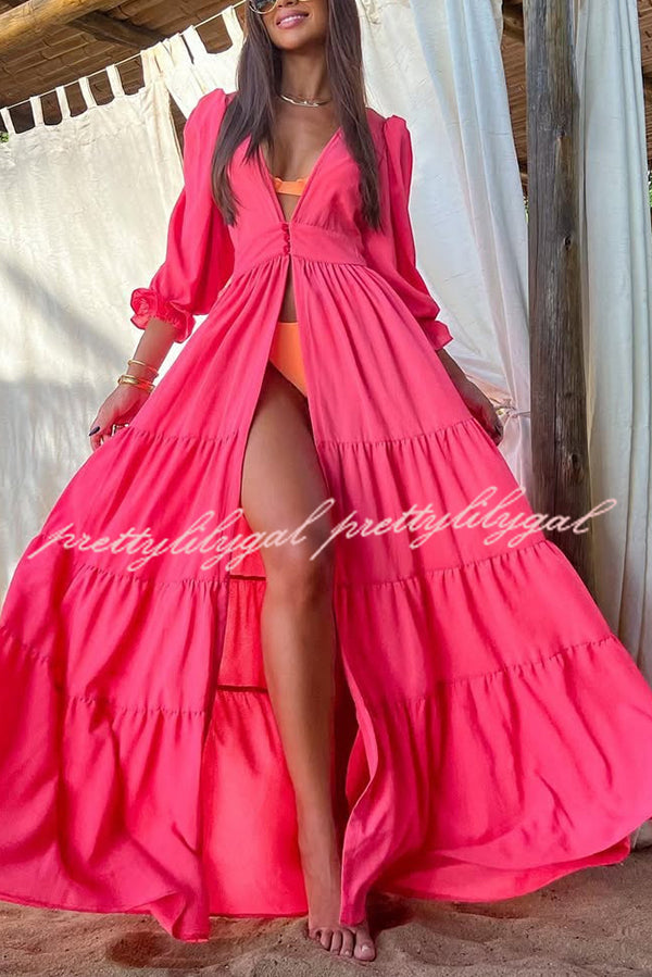 Fashionable Beach Semi-transparent Waist Cover-up Maxi Dress