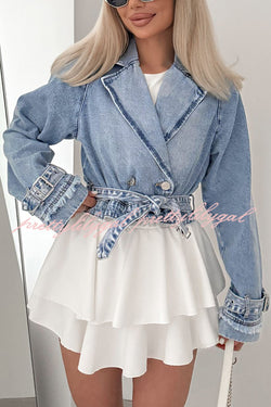 Fashion Lapel Long-sleeved Short Denim Jacket