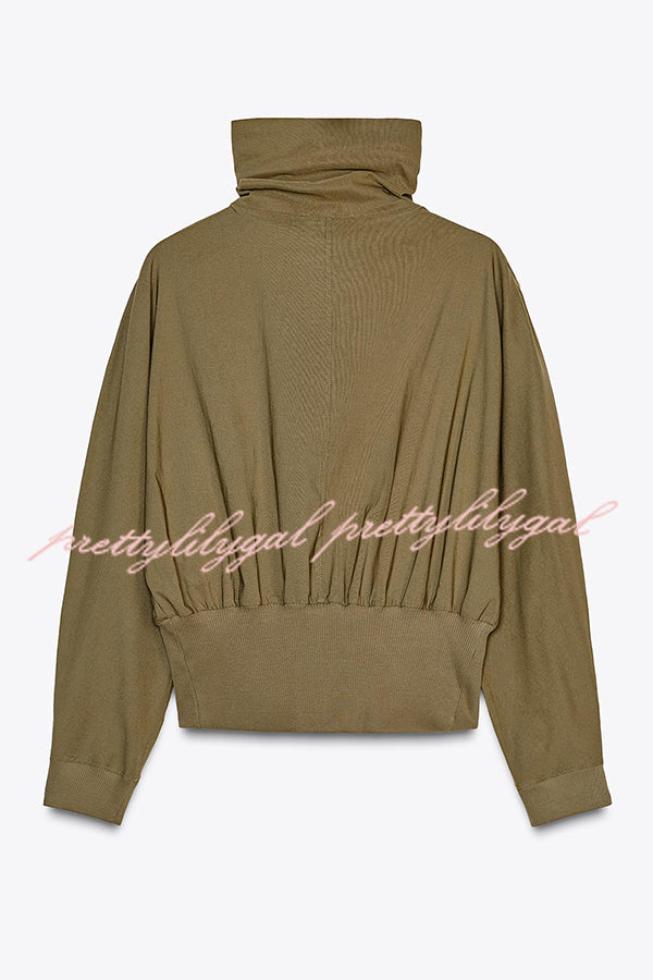 Fashionable High-neck Long-sleeved Zippered Simple Jacket