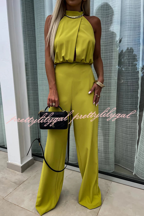 Fashionable Solid Color Sleeveless Hollow Slim Fit Jumpsuit