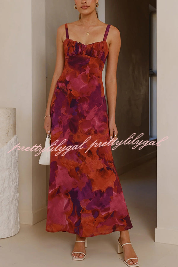 Fashion Tie-dye Backless Suspender Holiday Maxi Dress