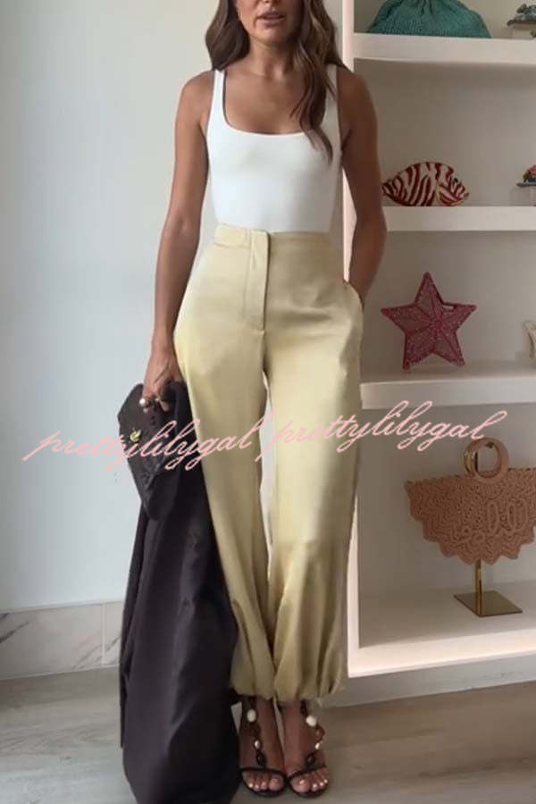 City Phantom Satin High Rise Pocket Aladdin Bloomers Pants