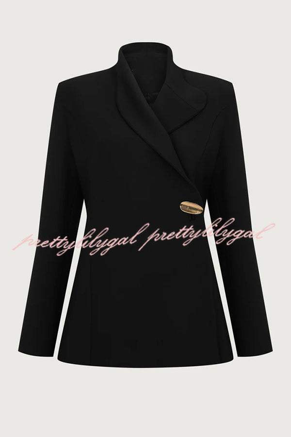 Exquisite and Fashionable Stand Lapel Neck Metal Button Long Sleeve Blazer
