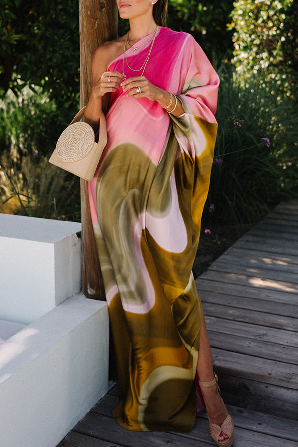 Summertime Favorites Satin Tie Dye Print One Shoulder Drape Vacation – prettylilygal Summertime Favorites Satin Tie Dye Print One Shoulder Drape Vacation – prettylilygal