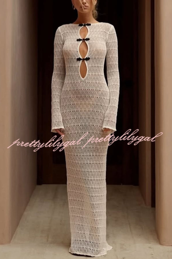 Sexy Backless Long-sleeved Knitted Slim-fit Maxi Dress