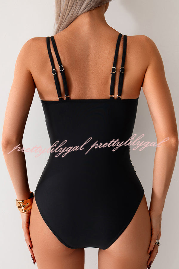 Fashion Waist Mesh Stretch One-piece Swimsuit