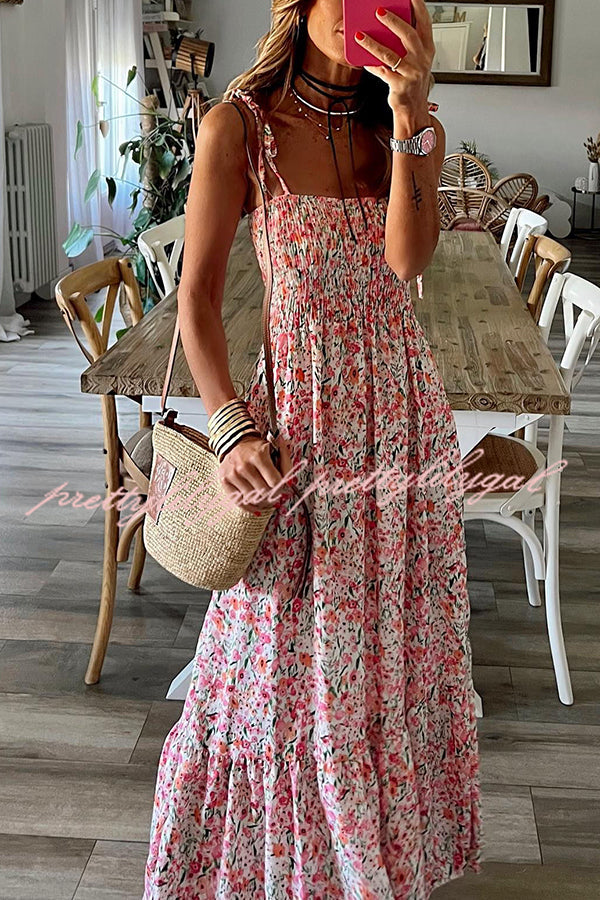 Ready To Vacation Floral Print Smocked Waist Maxi Dress