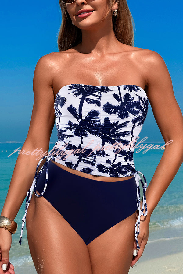 Unique Print High Waist Tie-Stretch Two-Piece Bikini Swimsuit